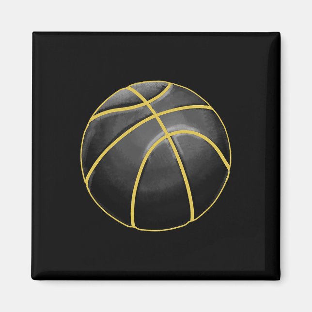 Basketball Illustration Black Gold Ball Design Str Magnet (Front)