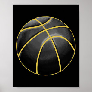 Basketball Illustration Black Gold Ball Design Str Poster