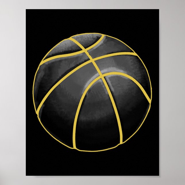 Basketball Illustration Black Gold Ball Design Str Poster (Front)