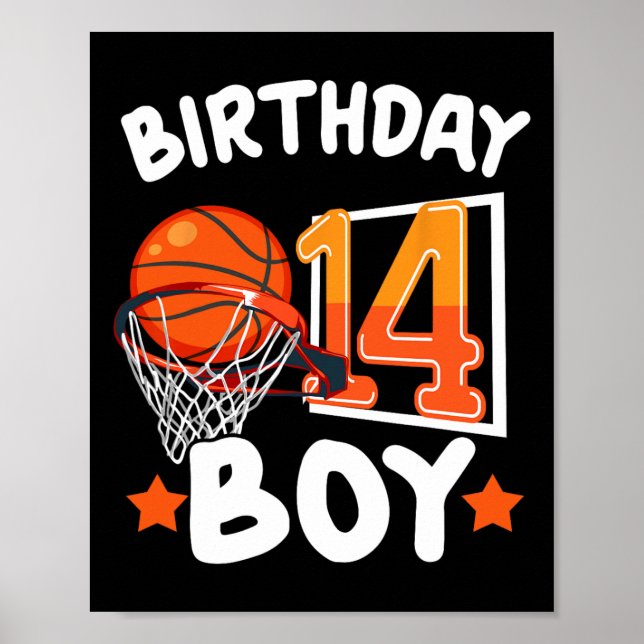 Basketball Im 14 Years Old 14th Birthday Boy Decor (Front)