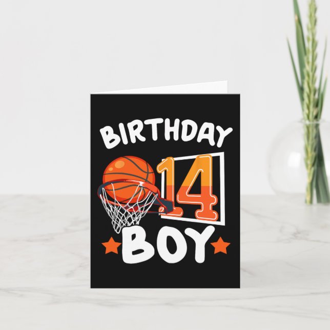 Basketball Im 14 Years Old 14th Birthday Boy Decor Card (Front)