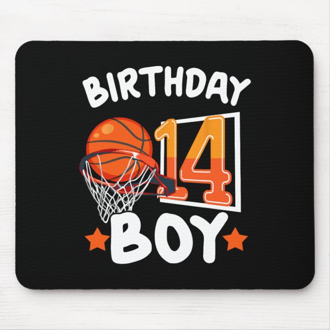 Basketball Im 14 Years Old 14th Birthday Boy Decor Mouse Mat (Front)