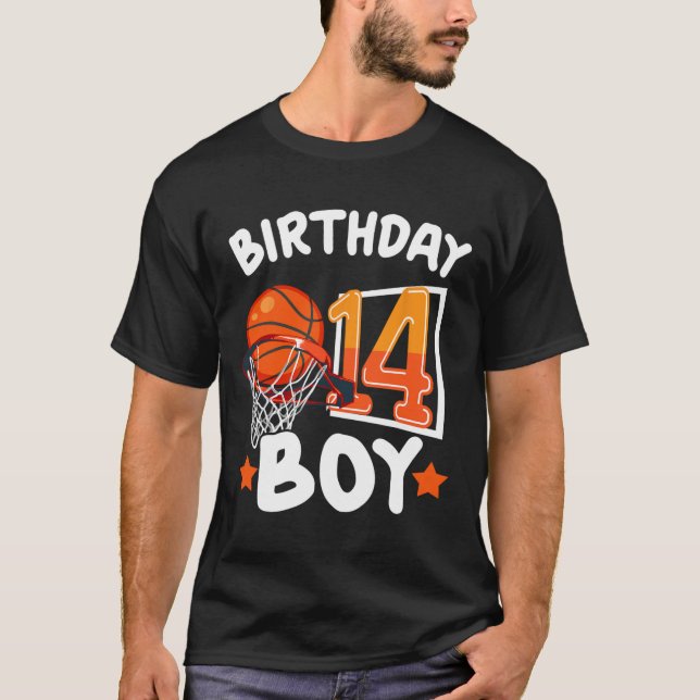 Basketball Im 14 Years Old 14th Birthday Boy Decor T-Shirt (Front)