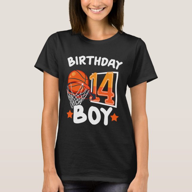 Basketball Im 14 Years Old 14th Birthday Boy Decor T-Shirt (Front)