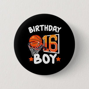 Basketball Im 16 Years Old 16th Birthday Boy Decor 6 Cm Round Badge