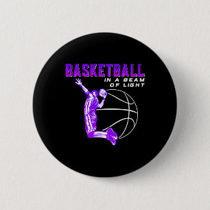 Basketball in a beam of light 6 cm round badge