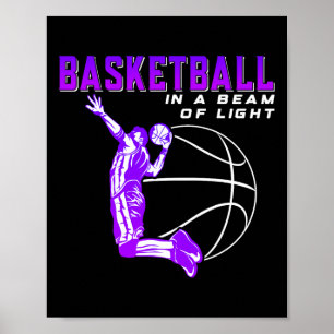 Basketball in a beam of light poster