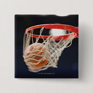 Basketball in basket. 15 cm square badge