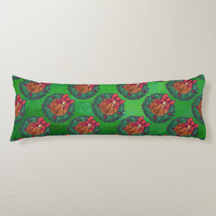 Basketball in Christmas Wreath Body Cushion