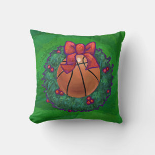 Basketball in Christmas Wreath Cushion