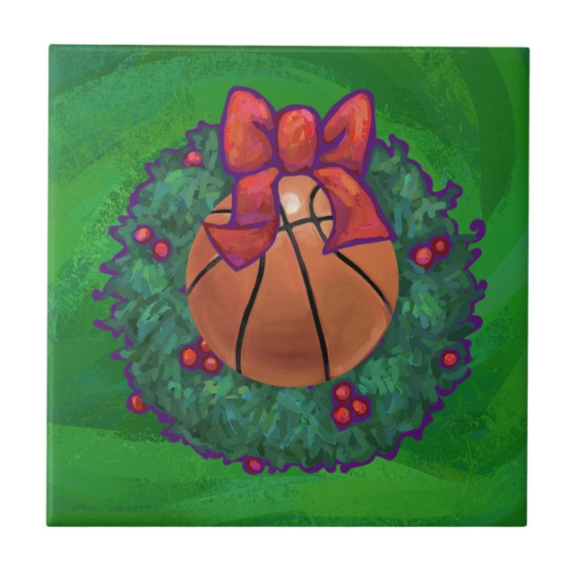 Basketball in Christmas Wreath Tile (Front)