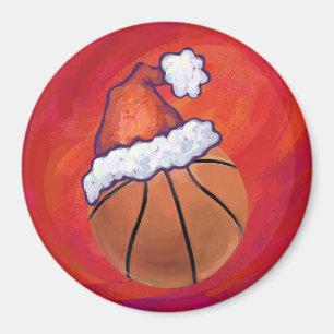 Basketball in Santa Hat Magnet