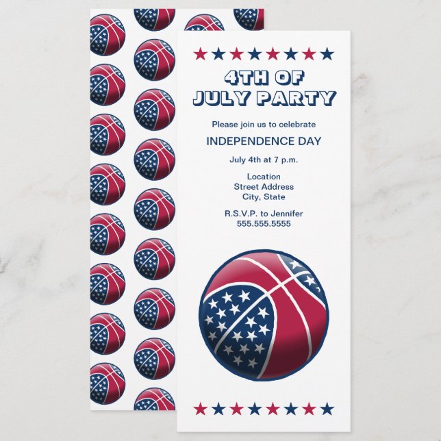 Basketball Independence Day Invitation (Front/Back)