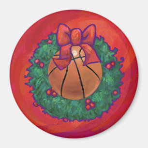 Basketball Inside Christmas Wreath Magnet
