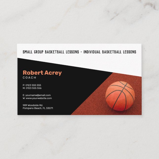 Basketball Instructor | Coach | Trainer Business Card (Front)