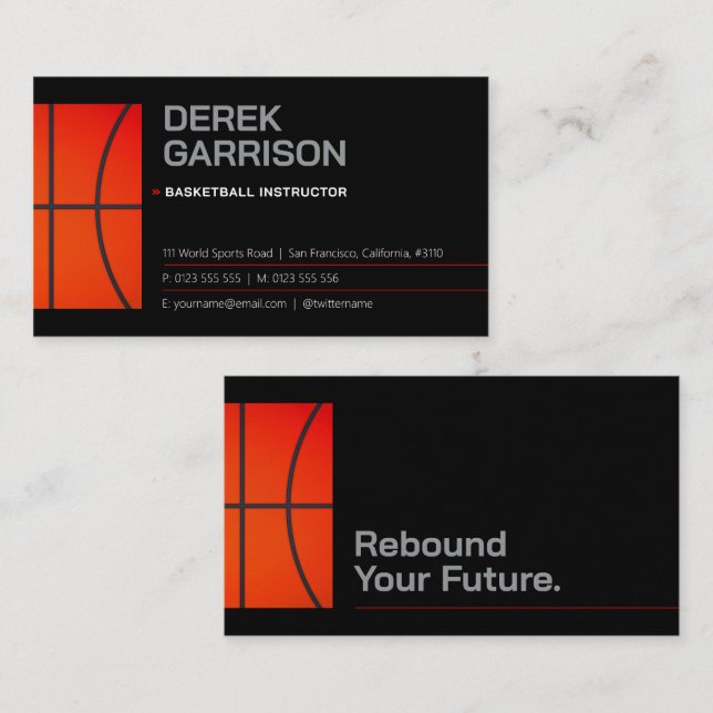 Basketball Instructor | Coach | Trainer Business Card (Front/Back)