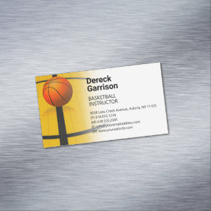 Basketball Instructor   Coach   Trainer Magnetic Business Card