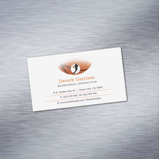 Basketball Instructor | Coach | Trainer Magnetic Business Card (In Situ)