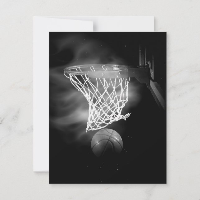 Basketball Invitations - B&W Basketball Invites (Front)