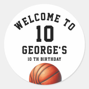 Basketball Invite, Boy Birthday Party Invitation Classic Round Sticker
