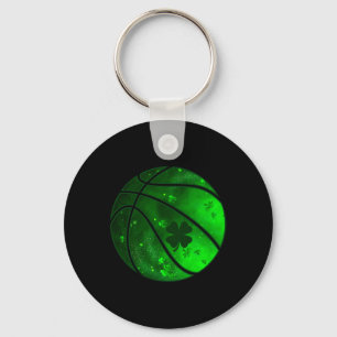 Basketball Irish Shamrock Lucky Clover St Patrick' Key Ring