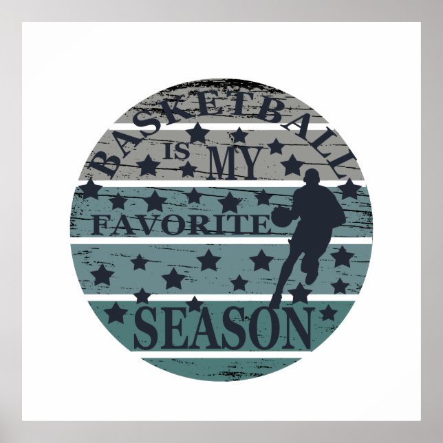 basketball is my favorite season retro sunset poster (Front)