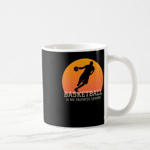 Basketball Is My Favourite Season Retro Sunset Coffee Mug