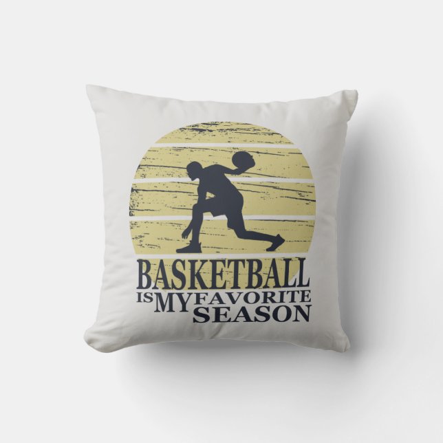 basketball is my favourite season retro sunset cushion (Front)