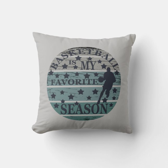 basketball is my favourite season retro sunset cushion (Front)