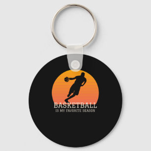 Basketball Is My Favourite Season Retro Sunset Key Ring