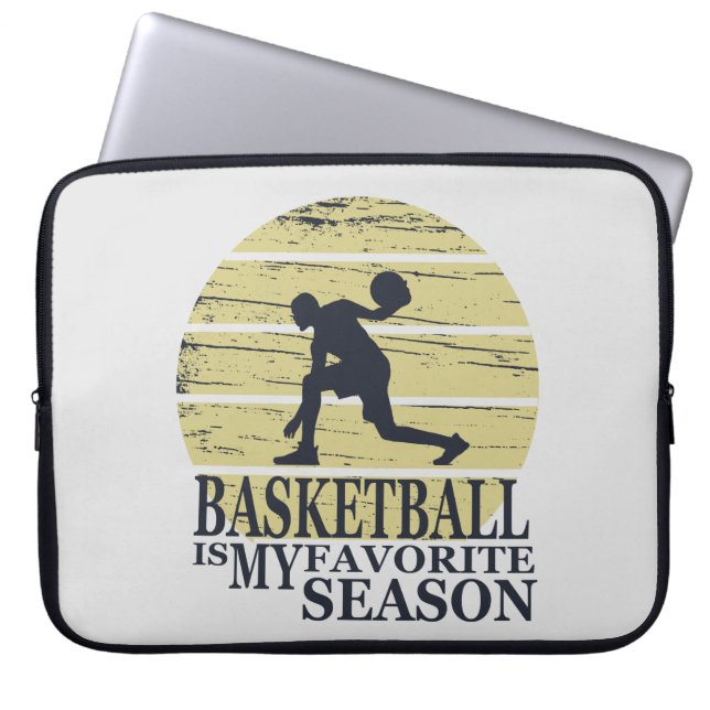 basketball is my favourite season retro sunset laptop sleeve (Front)