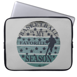 basketball is my favourite season retro sunset laptop sleeve