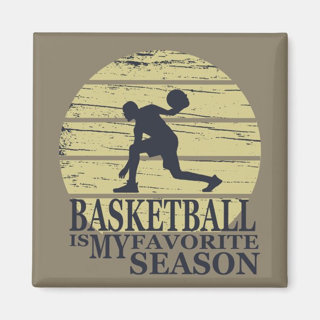 basketball is my favourite season retro sunset magnet (Front)