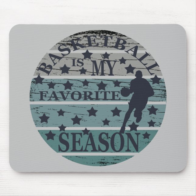 basketball is my favourite season retro sunset mouse mat (Front)