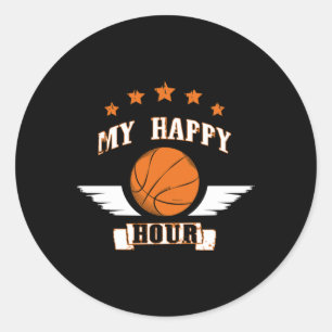 Basketball Is My Happy Hour Classic Round Sticker