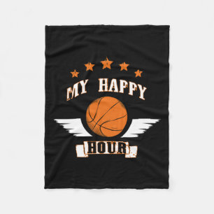 Basketball Is My Happy Hour  Fleece Blanket