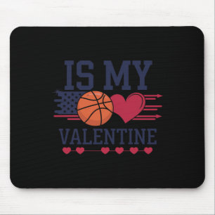Basketball Is My Heart On Valentine's Day  Mouse Mat
