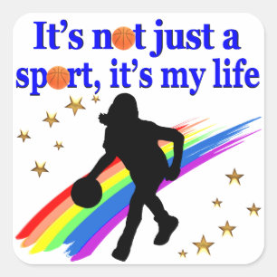 BASKETBALL IS MY LIFE BASKETBALL DESIGN SQUARE STICKER