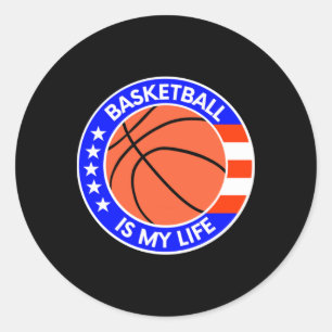 Basketball Is My Life Is Life Usa Flag Classic Round Sticker
