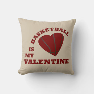 basketball is my valentine with red heart cushion
