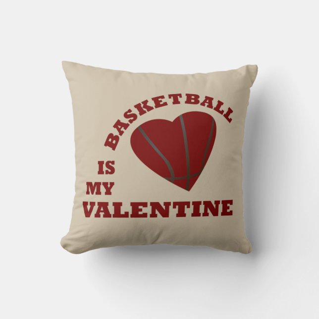 basketball is my valentine with red heart cushion (Front)