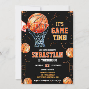 Basketball It's Game Time Sports Boy Birthday Invitation