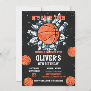 Basketball It's Game Time Sports Boy Birthday Invitation