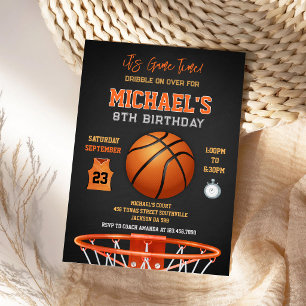 Basketball It's Game Time Sports Boy Birthday Invitation