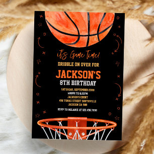 Basketball It's Game Time Sports Boy Birthday Invitation
