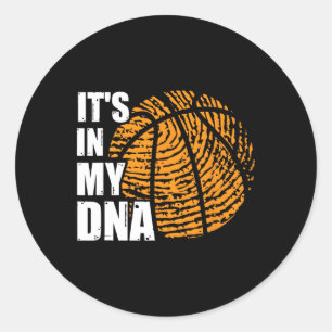Basketball It's In My DNA Fingerprint Fun Basketba Classic Round Sticker