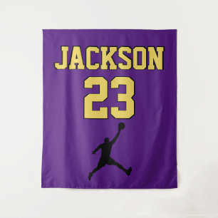 Basketball Jersey Backdrop Player Team Number Tapestry