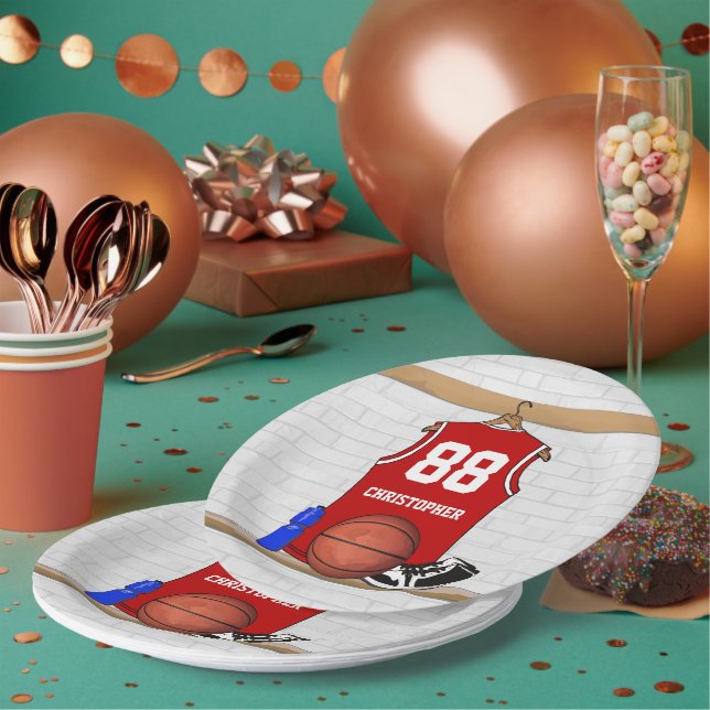 Basketball Jersey momento Paper Plate (Multi)