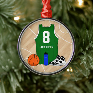 Basketball Jersey on court green Metal Tree Decoration