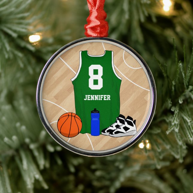 Basketball Jersey on court green Metal Tree Decoration (Tree)